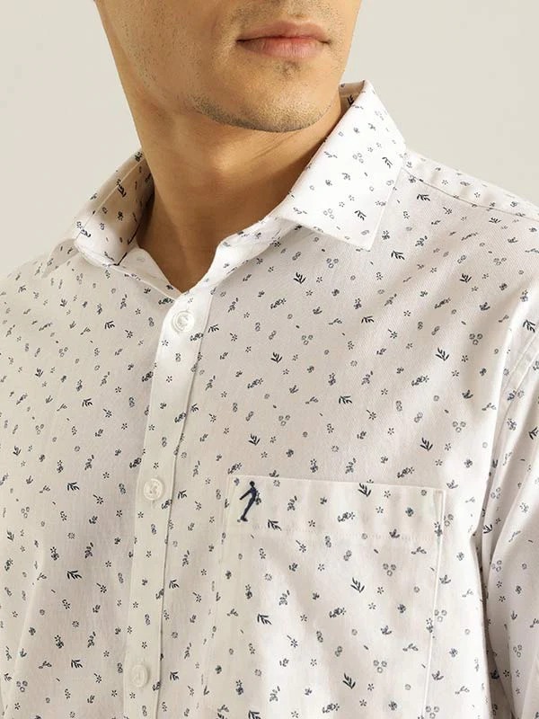 Indian Terrain Men All Over Print White Shirt